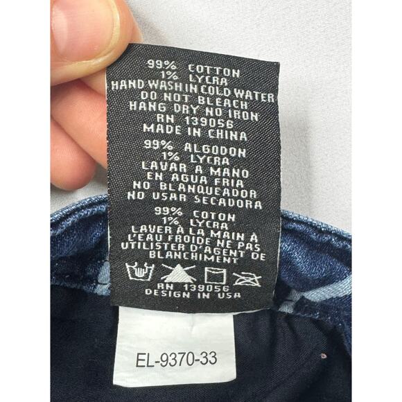 Grace in L.A. Women's Striped Flared Stretch Blue Denim Jeans - Size 27x32 - Picture 6 of 6